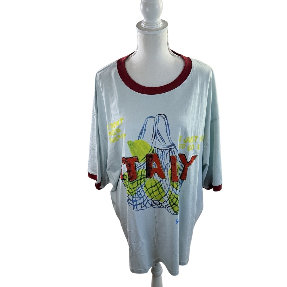 SABBI The Very Oversized Italy Tee - Sky - Sz XL NWOT - Picture 4 of 11